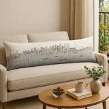 14" X 46" Cream Seattle Daylight Skyline Lumbar Decorative Pillow