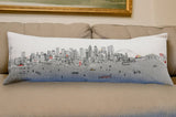 14" X 46" Cream Seattle Daylight Skyline Lumbar Decorative Pillow
