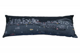 14" X 46" Dark Gray And White Sydney Nighttime Skyline Lumbar Decorative Pillow