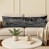 14" X 46" Dark Gray And White Vail Nighttime Skyline Lumbar Decorative Pillow