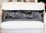 14" X 46" Dark Gray And White Vail Nighttime Skyline Lumbar Decorative Pillow