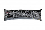14" X 46" Dark Gray And White Vail Nighttime Skyline Lumbar Decorative Pillow