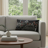 14" X 24" Dark Gray And White Annapolis Nighttime Skyline Lumbar Decorative Pillow