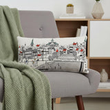 14" X 24" Cream Annapolis Daylight Skyline Lumbar Decorative Pillow