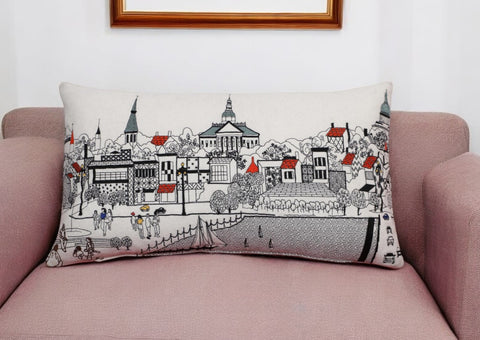 14" X 24" Cream Hometown Pride Wool Lumbar Throw Pillow