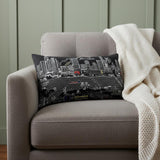 14" X 24" Dark Gray And White Austin Nighttime Skyline Lumbar Decorative Pillow