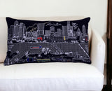 14" X 24" Dark Gray And White Austin Nighttime Skyline Lumbar Decorative Pillow