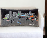 14" X 24" Dark Gray And White Baltimore Nighttime Skyline Lumbar Decorative Pillow