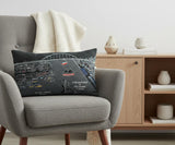14" X 24" Dark Gray And White Chesapeake Nighttime Skyline Lumbar Decorative Pillow