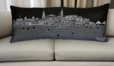 14" X 24" Dark Gray And White Chesapeake Nighttime Skyline Lumbar Decorative Pillow