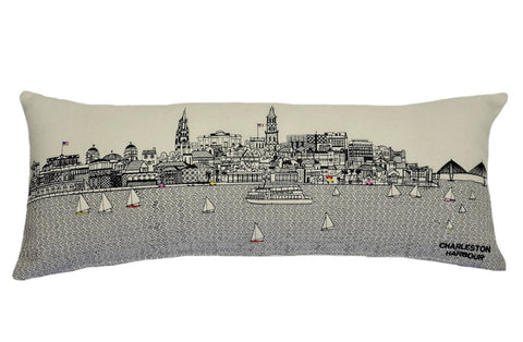 14" X 24" Cream Chesapeake Daylight Skyline Lumbar Decorative Pillow