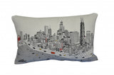 14" X 24" Cream Chicago Daylight Skyline Lumbar Decorative Pillow