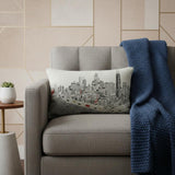 14" X 24" Cream Chicago Daylight Skyline Lumbar Decorative Pillow