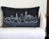 14" X 24" Dark Gray And White Cleveland Nighttime Skyline Lumbar Decorative Pillow