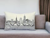 14" X 24" Cream Cleveland Daylight Skyline Lumbar Decorative Pillow
