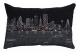 14" X 24" Dark Gray And White Dallas Nighttime Skyline Lumbar Decorative Pillow