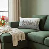14" X 24" Cream Dallas Daylight Skyline Lumbar Decorative Pillow