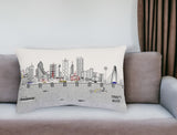 14" X 24" Cream Dallas Daylight Skyline Lumbar Decorative Pillow