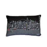 14" X 24" Black Gray and White Hometown Pride Wool Lumbar Throw Pillow