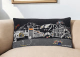 Dark Gray And White Jackson Nighttime Skyline Lumbar Decorative Pillow