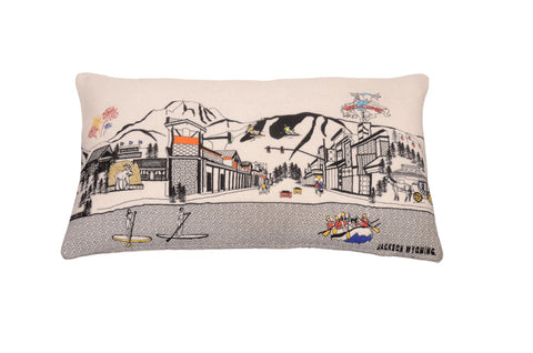 14" X 24" Cream Jackson Daylight Skyline Lumbar Decorative Pillow