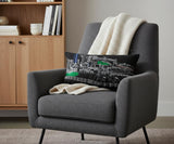 14" X 24" Dark Gray And White Lexington Nighttime Skyline Lumbar Decorative Pillow