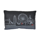 14" X 24" Black Gray and White Hometown Pride Wool Lumbar Throw Pillow