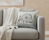 14" X 24" Cream London Daylight Skyline Lumbar Decorative Pillow