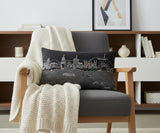 14" X 24" Dark Gray And White Los Angeles Nighttime Skyline Lumbar Decorative Pillow