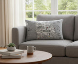 14" X 24" Cream Michigan Lower Peninsula Daylight Skyline Lumbar Decorative Pillow