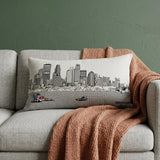 14" X 24" Cream Minneapolis Daylight Skyline Lumbar Decorative Pillow