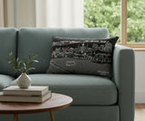 14" X 24" Dark Gray And White New Orleans Nighttime Skyline Lumbar Decorative Pillow