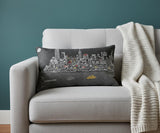 14" X 24" Dark Gray And White NYC Nighttime Skyline Lumbar Decorative Pillow