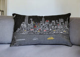 14" X 24" Black Gray and White Hometown Pride Wool Lumbar Throw Pillow