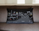 14" X 24" Black Gray and White Hometown Pride Wool Lumbar Throw Pillow