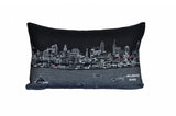 14" X 24" Black Gray and White Hometown Pride Wool Lumbar Throw Pillow