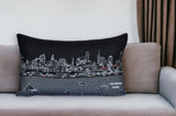 14" X 24" Black Gray and White Hometown Pride Wool Lumbar Throw Pillow
