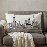 14" X 25" Cream Shanghai Daylight Skyline Lumbar Decorative Pillow