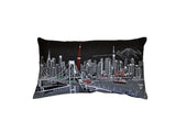 14" X 24" Black Gray and White Hometown Pride Wool Lumbar Throw Pillow