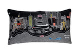 14" X 25" Dark Gray And White Tulsa Nighttime Skyline Lumbar Decorative Pillow