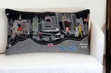 14" X 25" Dark Gray And White Tulsa Nighttime Skyline Lumbar Decorative Pillow
