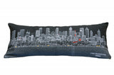 14" X 35" Dark Gray And White Atlanta Nighttime Skyline Lumbar Decorative Pillow