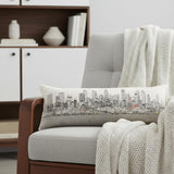 14" X 35" Cream Atlanta Daytime Skyline Lumbar Decorative Pillow