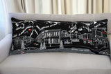 14" X 35" Dark Gray And White Aspen Nighttime Skyline Lumbar Wool Throw Pillow