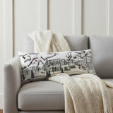 14" X 35" Cream Aspen Daylight Skyline Lumbar Decorative Pillow