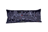 14" X 35" Dark Gray And White Austin Nighttime Skyline Lumbar Decorative Pillow