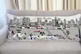 14" X 35" Cream Austin Daylight Skyline Lumbar Decorative Pillow