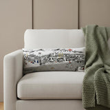 14" X 35" Cream Bend Daylight Skyline Lumbar Decorative Pillow