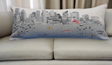 14" X 35" Cream Boston Daylight Skyline Lumbar Decorative Pillow