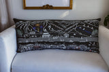 14" X 35" Dark Gray And White Breckenridge Nighttime Skyline Lumbar Decorative Pillow